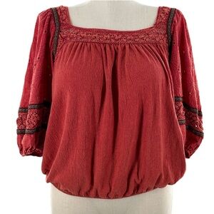 gimmick top size XXL red boho bohemian peasant fairycore renaissance Renfaire